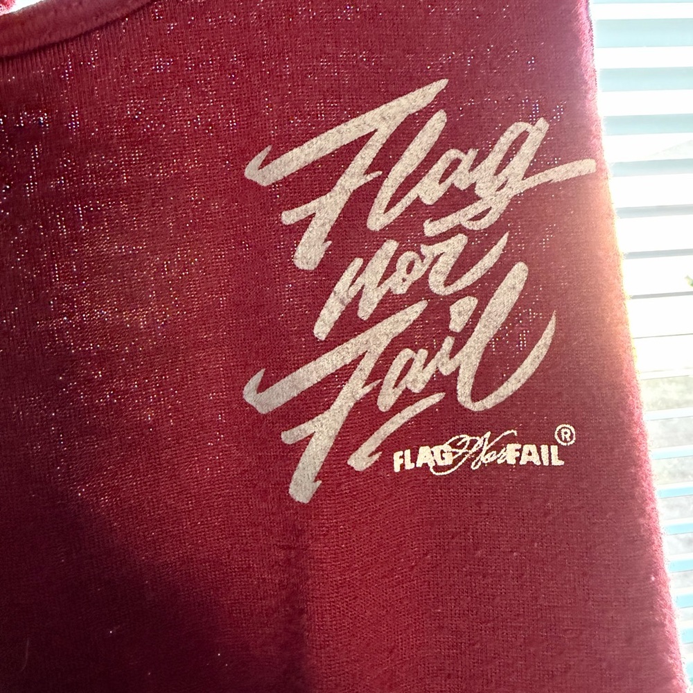 Flag Nor Fail Burgundy Tee with White Print